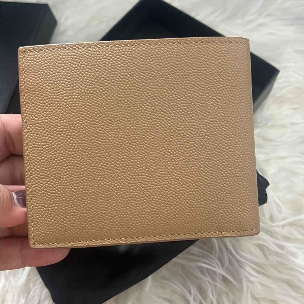 Brand New Saint Laurent Calfskin Bifold Wallet Teak Wood Beige - Picture 6 of 6